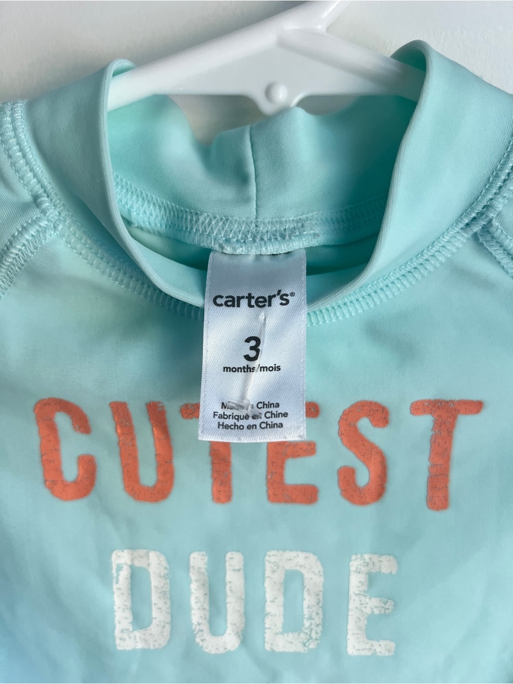 Carter’s “Cutest Dude Ever” Rash Guard Swim Shirt | 3M - Picture 4 of 5